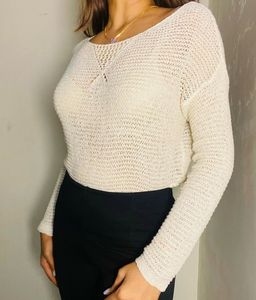 Cream Knit Long Sleeve Top