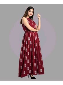 Women Maxi Maroon Length Dress