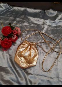 Zara Gold Drawstring Bag