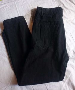 High Waist Straight Roadster Branded Black Jeans