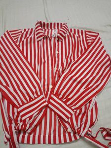 Striped Tie-Front Blouse