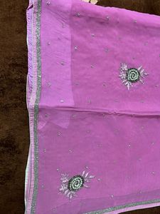 Pink Embroidered zari work heavy saree