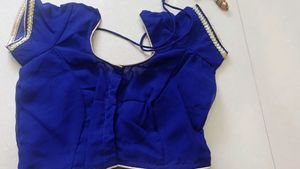 Royal Blue mirror work saree with blouse