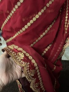 Elegant Red &amp; Gold Sari