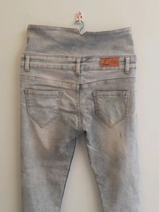 High-Waisted Button Jeans