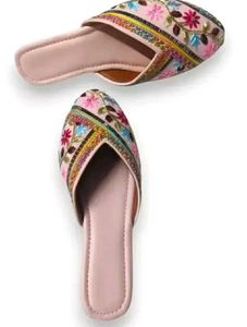 Embroidered Floral Mules
