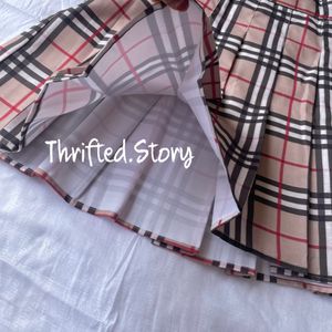 Burberry Print Brown Kpop Pleat Mini Tennis Skirt