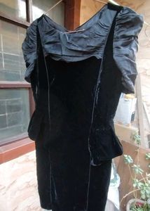 Vintage Black Velvet Peplum Dress