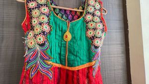 Red And Green Dress With Paijama Dupatta