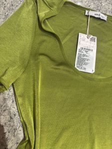 Mango Satin Green Top