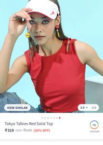 Tokyo Talkies Red Slit Crop Top