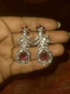 Elegant Dangle Earrings Rhodium Plated