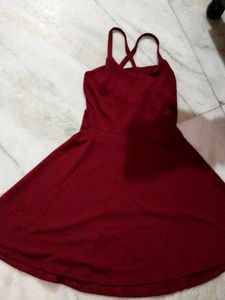 Burgundy Fit & Flare Dress