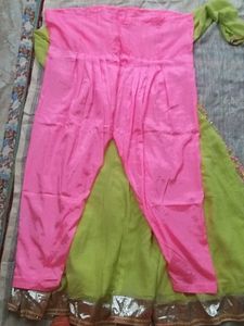Embroidered Pink &amp; Green Ethnic Gown