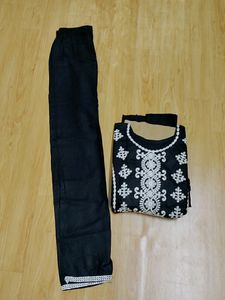 Black Chikankari Kurta Pant Set😍size Fits L To Xl