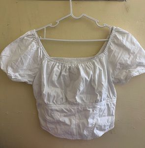 White Puff Sleeve Top