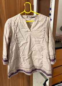 Lifestyle Tan Embroidered Tunic Top