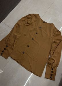 Elegant Brown Long Sleeve Top