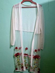 Floral Embroidered Sheer Cardigan