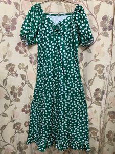 Green polka dot dress