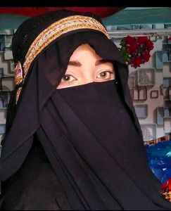 Sana Khan  Elegant Black Hijab with Gold Tr
