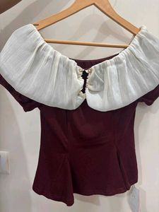 Burgundy Peplum Top