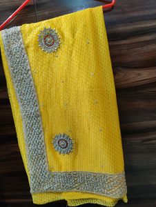 Elegant Yellow Embroidered Saree