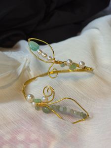 Gold Tone Leaf Arm Cuff Bracelet