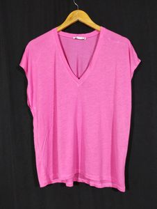 Zara Pink V-neck T-Shirt (Women)