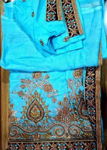 Elegant Blue Embroidered Saree