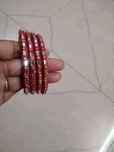 Set of Red & Gold Beaded Bangles