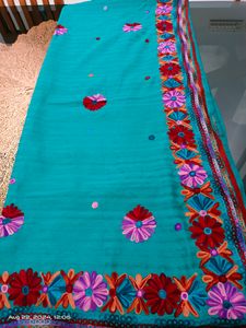 Sea Green Saree With Thread Work