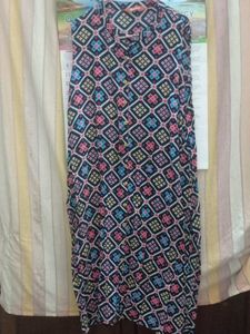 Patterned Button-Up Kurta Sleeveless With Cuts