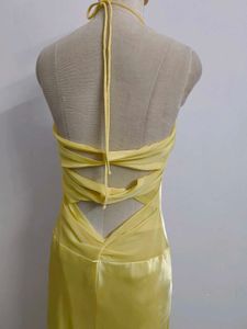 Yellow Halter Satin Gown