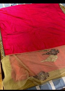 ‼️Today Only‼️Elegant Pink &amp; Cream Mirrorwork Sare