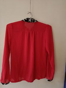 Red Animal Print Collar Shirt 🎀