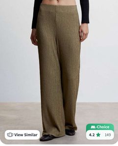 Mango Olive Green Ribbed Knit Set - Relaxed Fit