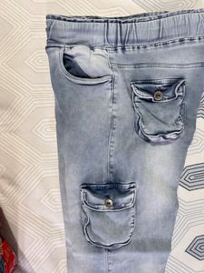 Light Grey Elastic Waist Jeans
