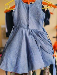 Sparkling Blue Asymmetric Party Frock &amp; Bag