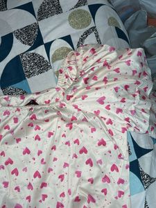 Heart Print Puff Sleeve Top