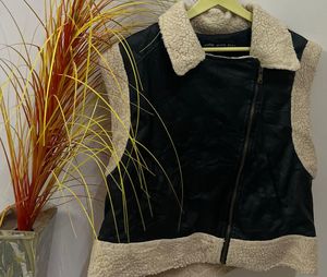Faux Leather & Shearling Vest