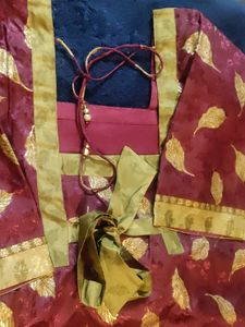 A Very Beautiful Satinsilk Suit With Dupatta &amp; Chu