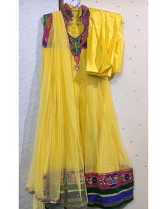 Patterned anarkali Yellow Dress 🟡