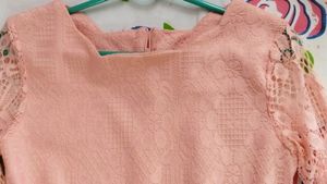 Korean pink lace dress