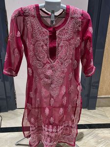Pink Embroidered Kurta