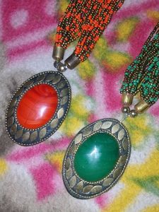 Beaded Stone Pendant Necklaces