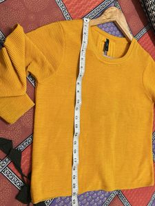 Yellow Knit Long Sleeve Top