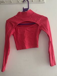 Pink Cutout Long Sleeve Top