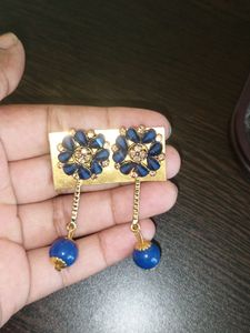 2 In 1 Designer Blue Stone Ear Rings