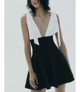 ZARA Contrasting Short Dress With Bows On Straps